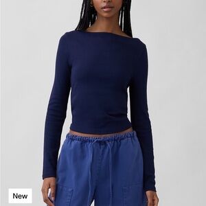 GAP Navy Boatneck Modern Tee Long sleeve NWT